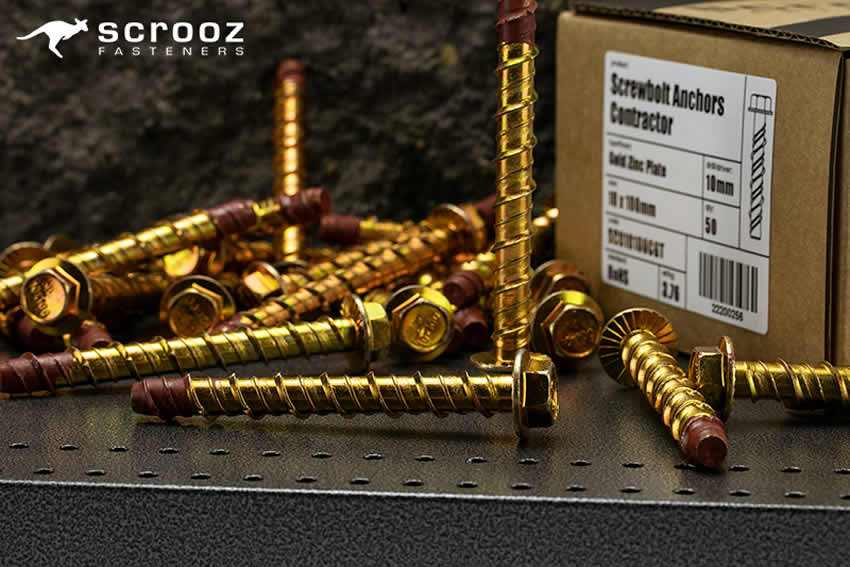 concrete screw bolts in gold zinc plate finish main category image