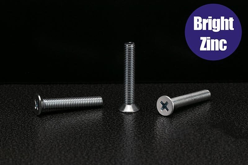 machine screws csk zinc. group shot of metal thread screws, machine screws