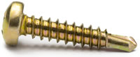 Panhead Metal Tek Screws Gold Zinc