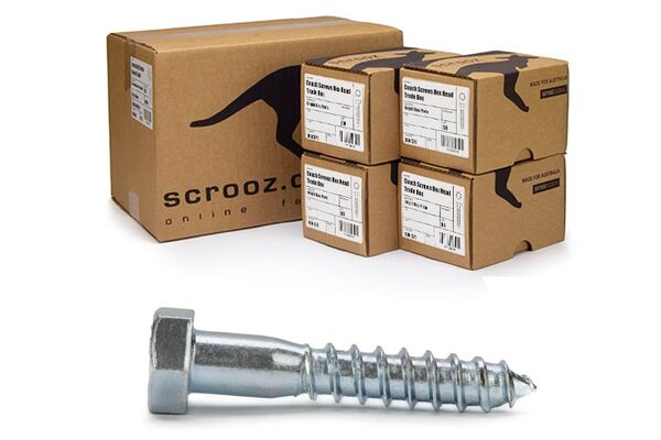 10mm x 50mm Coach Screws Zinc Plated Carton 200