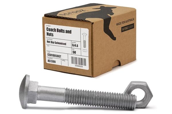 M6 x 20mm coach bolts gal trade box of 50