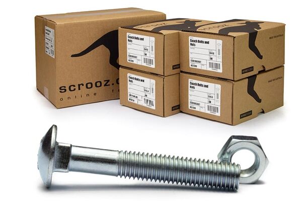 M10 x 65mm coach bolts and nuts zinc carton 200