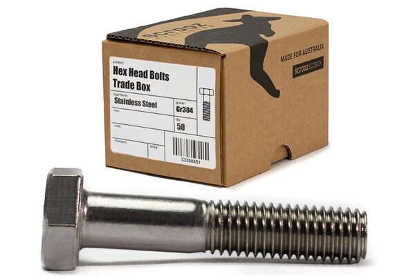 M12 x 100mm Hex Bolts Stainless 304 Box 50