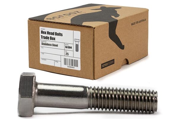 M16 x 90mm Hex Bolts Stainless 304 Box 25