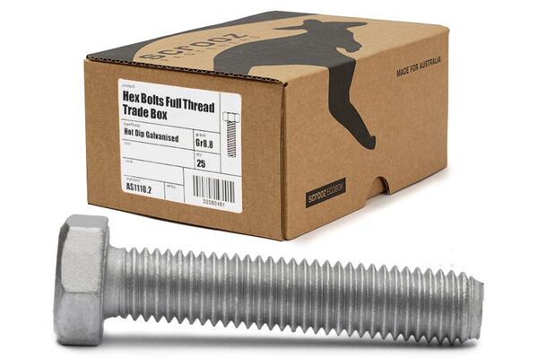 M16 x 25mm hex bolts full thread gal box 50