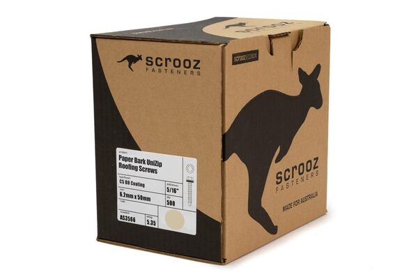 Paperbark 6.2 x 50mm Uni Zip Roof Screws C5 Box 500