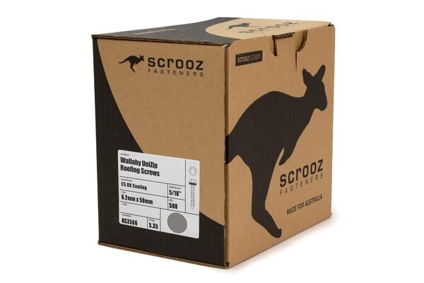 Wallaby 6.2 x 50mm Uni Zip Roof Screws C5 Box 500