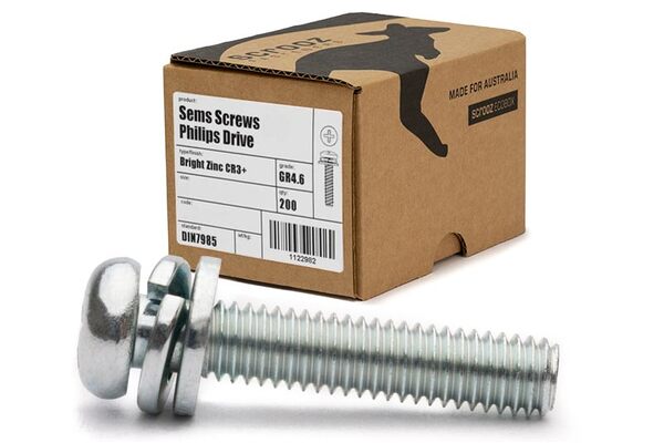 M6 x 16mm Sems Screws PH2 Box 200