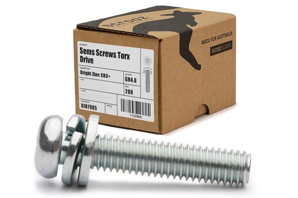 M4 x 12mm Sems Screws Torx Box 200