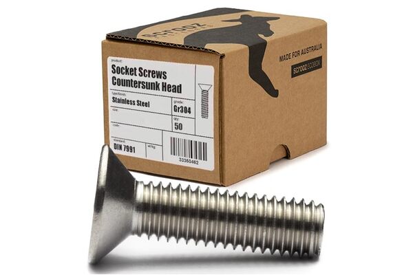 M3 x 6mm csk socket screws ss 304 box 50