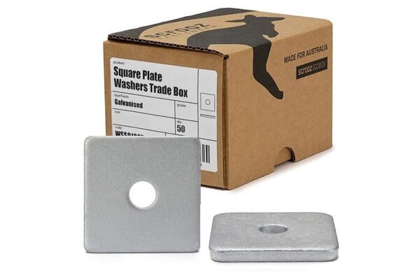 Square Washers M12 x 50mm x 6mm Gal box 50